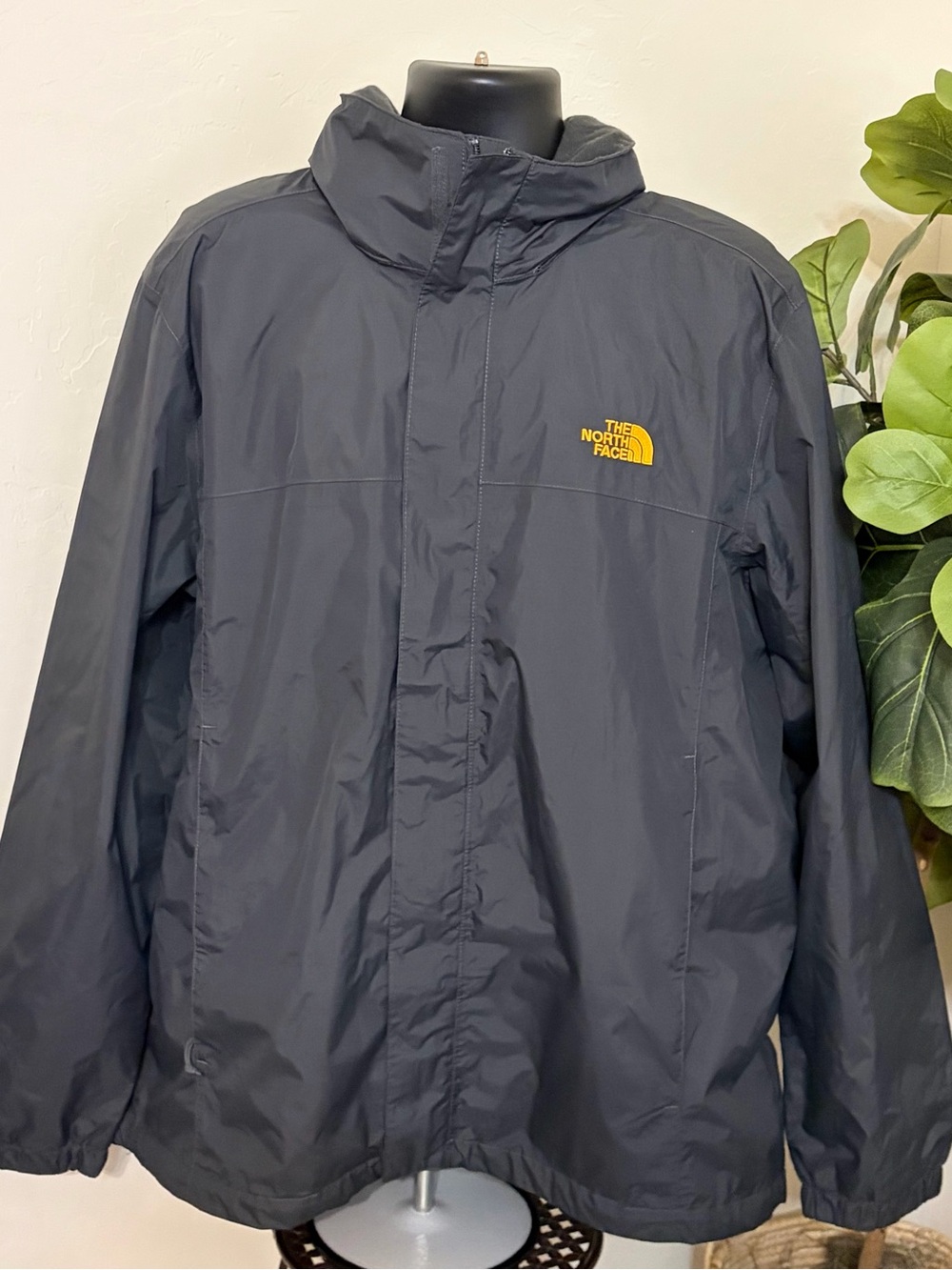 The North Face Black Rain Shell Jacket with Yellow Logo